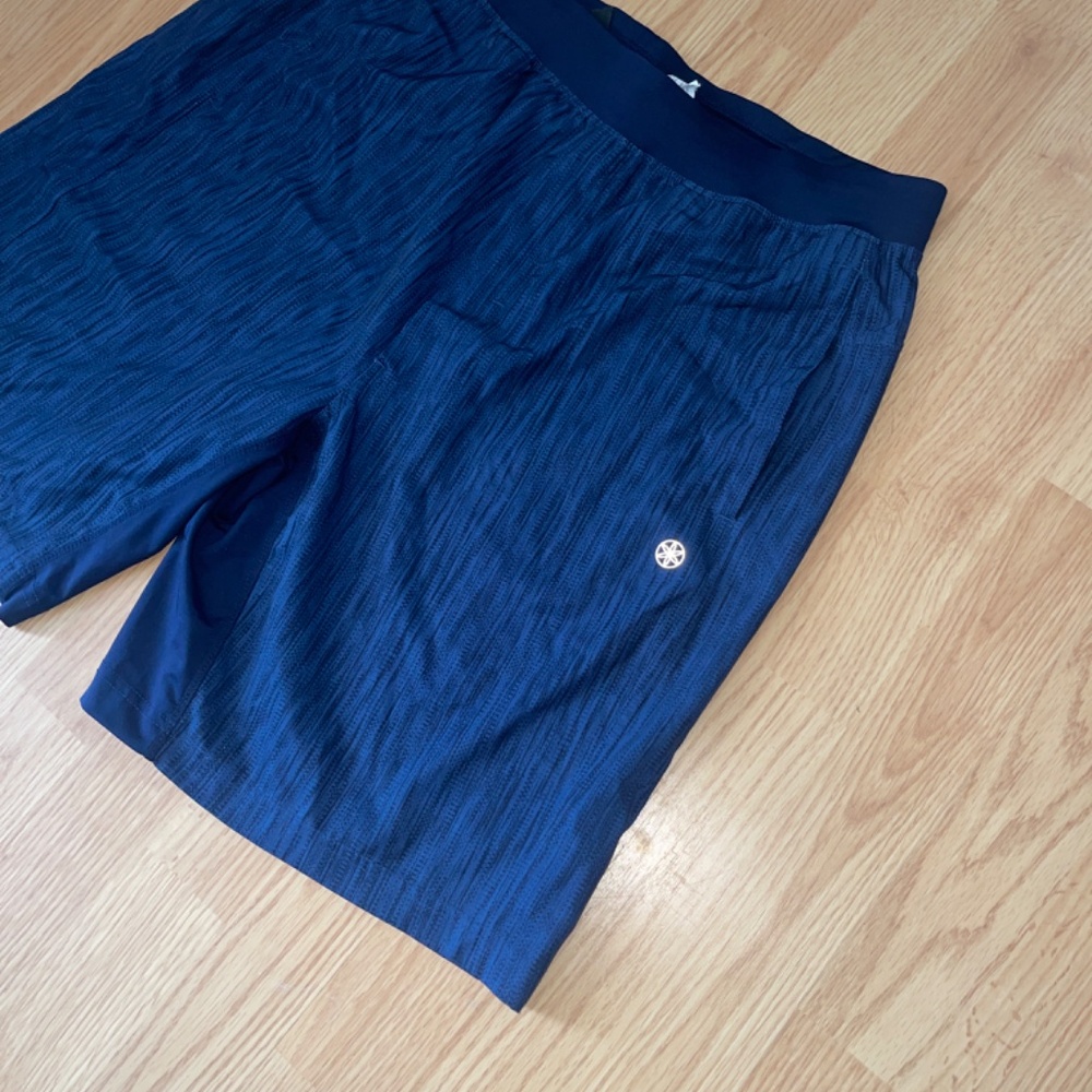 GAIAM Mens Navy Blue Pull On Stretch Waist Athletic Shorts Size Large - Picture 2 of 7